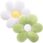 2 Pcs Flower Floor Pillow Seating Cushion,40cm Flower Shaped Cushion Floor Chair Seat Pad,Soft Petal Cushion,Cute Flower Plush Cushion Tatami Seating Pillow for Car Home Sofa Chair(Green+White)