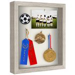 Americanflat 11x14 Shadow Box Frame in Driftwood with Soft Linen Back - Composite Wood with Polished Glass for Wall and Tabletop