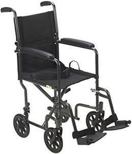 Drive Medical TR39E-SV Lightweight Folding Transport Wheelchair with Swing-Away Footrest, Silver