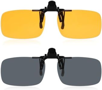 AUYAO Gafas de Sol de Clip, 2pcs Clip Gafas de Sol Polarizadas y Gafas de Visión Nocturna, Polarizado Clip Unisex Flip up Gafas de Sol para Al Aire Libre Conducción Viajar Pescar, Cuadrado