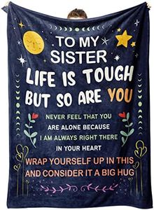 Niyewsor Sister Gifts Blanket, Sister Birthday Gifts, Sister Gifts from Sister, Gifts for Sister on Mothers Day, Christmas, Sisters Day Gifts, to My Sister Blanket, 60" x 50" (Navy Blue)