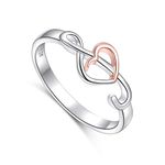 DAOCHONG Two Tone 925 Sterling Silver Musical Jewelry Heart Music Note Treble Clef Ring for Women, Metal, No Gemstone