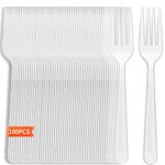 Plastic Forks, 100 Pcs White Heavy-Duty Forks Disposable Cutlery Set 7 Inch for Party Supply, BBQ, Picnic, Home, Party and Restaurant Use