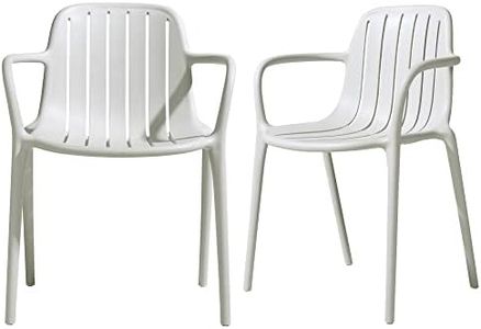 LESHI Dining Chair with Armrests Backrest Plastic Chairs Bar Breathable Design Simple Art Style for DiningRoom Bedroom Living Room Patio Indoor Outdoor(Set of 2, Grey)
