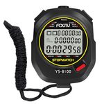 FCXJTU - 100 Lap Sports Stopwatch with Split Memory, Digital Referee Stopwatch, Alarm Calendar Stopwatch with Extra Large 3 Row Display, Water Resistant