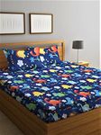 Home Sizzler 144 TC Microfibre Kid's Jungle Elastic Fitted Double Bedsheet (72X78 inch) with 2 King Size Pillow Covers