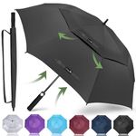 ZOMAKE Umbrella Windproof Strong M - Golf Umbrella 51 Inch Double Canopy - Extra Large Golf Umbrella Windproof Strong for Men and Women(Black)