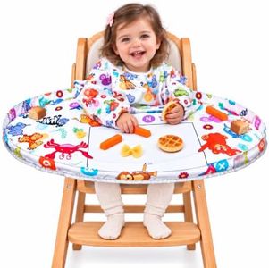 AMEZNA High Chair Food Catcher Tray with Waterproof Long Sleeve Baby Bib, Baby-Led Weaning Accessory, Fits Most Standard High Chairs, 6-24 Months