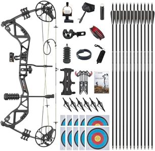 TOPARCHERY Compound Bow and Arrow for Adult Youth and Beginner- Right Hand Archery Compound Bows,Adjustable 30-70LB Draw Weight, 23.5-30.5IN Draw Length, Archery Hunting Bow Set (Black)