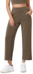 ODODOS Women's Modal Soft Relaxed Cropped Pants High Waist Casual Wide Leg Pants with Pockets - 25" Inseam, Espresso, Large