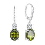 FJ Peridot Dangle Drop Earrings 925 Sterling Silver Leverback Earrings Oval August Birthstone Jewellery Gifts for Women Girls