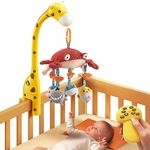 tumama Baby 0-6 Month Cot Mobile Crib Toys Giraffe Musical Lights Remote Control with Mirror Soft Hanging Rattles Lullaby Rotating Projector Sleeping Auto Off,Mute Spin Motor Infant Newborn Gift