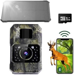 Assark Solar Trail Camera 48MP 30FPS, WiFi Bluetooth Game Camera with Motion Activated 0.2s Trigger, Night Vision Motion Activated IP66 Waterproof for Wildlife Scouting with 32GB Micro SD Card