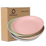 Shopwithgreen 10 Inch Wheat Straw Deep Dinner Plates - Microwave and Dishwasher Safe, Extra Large Unbreakable Sturdy Dinner Plates