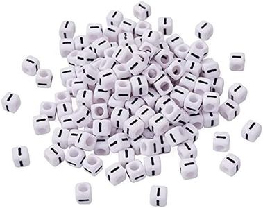 FASHEWELRY 300Pcs Cube White Acrylic Letter Beads 6x6mm Letter I Alphabet Beads for DIY Bracelet Necklace Jewelry Making