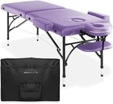 Saloniture Professional Portable Lightweight Bi-Fold Massage Table with Aluminum Legs - Includes Headrest, Face Cradle, Armrests and Carrying Case - Lavender