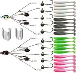 5 Arms Alabama Rig Fishing Lure, Umbrella Rig with Spinner for Striper, A-Rig for Boat Trolling Frashwater/Saltwater, with Soft Swimbait and Hooks for Bass Crappie Walleye Pickerel Trout Perch