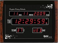 Ajanta Quartz Plastic Abstract Digital Red LED Rectangle Wall Clock OLC - 105 (39.6 cm x 29.6 cm x 3.5 cm, Black)