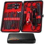 Manicure Set Men, Manicure Set Professional 18 Pcs Mens Grooming Kits Aceoce Stainless Steel Nail Care Tools with Luxurious Travel Case Pedicure Kit Gifts