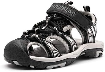 BODATU Boys Sandals Summer Outdoor Beach Sports Closed-Toe Sandals Black, 4 Toddler