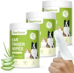 PawSono Ear Finger Wipes for Dogs & Cats, Thicker Dog Ear Cat Ear Wipes, Natural Relief Cat Ear Cleaner Dog, Effectively Remove Ear Wax for Dog Kitten Rabbit, Fresh Aloe Scent Deodorizing, 150 Count