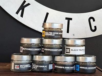 Artisanal Gourmet Salt Collection Premium Seasonings Grilling Cooking Finishing Featuring Grillmaster Fishmonger Spritz Salted Rose Gold Butcher Smoky Maldon Salt Black Truffle Aegean Aromatics Salt, (Salt Bundle)