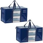 VENO 2 Pack Moving Bags, Moving Supplies, Moving Boxes, College Packing Storage Boxes with Lids Alternative, Heavy Duty Totes, Extra Large, Sturdy Handles, Zipper (Blue with Window, 2 Pack)