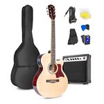 Max SHOWKIT Beginner Electric Acoustic Guitar Kit with 40W Amplifier, Built-in Tuner, EQ, Natural Finish - Ultimate Guitar Starter Kit for All Skill Levels