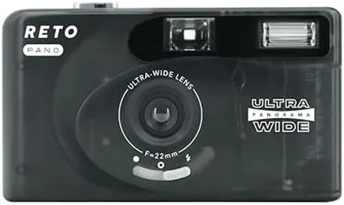 RETO PANO 35mm Film Camera - 22mm Wide Lens, Panorama, Easy Switch, Cinematic Modes, Lens Cover, Built-in Flash, Reusable (Film & AAA Battery are not Included) (Sheer Black)