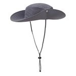 Vsace Men's Wide Brim Fishing Summer Outdoor UPF 50 Sun Protection Beach Boonie Hat (D.Grey)