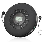 Rechargeable Portable Bluetooth CD Player, Lukasa Compact Music CD Disc Player for Home/Car/Travel, Home Audio Boombox with Stereo Speaker & LCD Display, Support CD USB AUX Input, 2000mAh(Black)