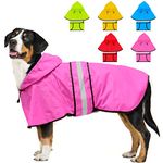 Weesiber Waterproof Adjustable Dog Raincoat - Reflective Dog Rain Jacket with Hoodie, Lightweight Dog Rain Coat Dog Poncho Slicker for Small Medium and Large Dogs (Medium, Pink)