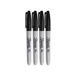 Sharpie Permanent Markers, Fine Point, Black Ink (4-Pack)