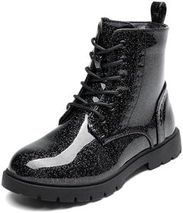 DREAM PAIRS Girls Boys Boots Side Zipper Kids Combat Ankle Booties,Size 7 Toddler,All Black,KBO211