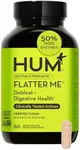 HUM Flatter Me Supplement for Daily Bloating - 18 Full Spectrum Digestive Enzymes to Support Food Breakdown - Ginger, Fennel Seed & Peppermint for Nutrient Absorption (Extra Strength)