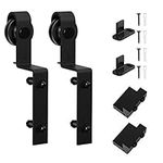 WINSOON Sliding Barn Door Hardware Rollers, Single Track Bypass System 2Pcs Hangers Hardware Accessories, J Shape Design Roller KIt