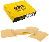 Dura-Gold Premium 1/4 Sheet Gold Sandpaper Sheets, 240 Grit (Box of 25) - 4.5" x 5.5" Size Hook & Loop Backing, Wood Furniture Woodworking, Auto Paint - for Palm Sanders, Clip-On, Hand Sanding Blocks