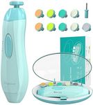 Baby Nail File Electric Nail Trimmer with 10 Grinding Heads Quiet Nail Clipper LED Light Manicure Set Nail Care Kit for Infant Newborn Kids Adult Toes Fingernails Battery Operated (Not Included)-Green