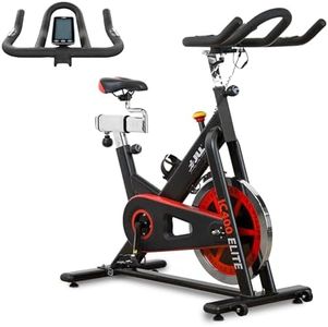 JLL IC400 ELITE Indoor Bike, Direct Belt Driven Exercise Bike For Home, 20kg Flywheel, Friction Resistance, Monitor, Heart Rate Sensors, Adjustable Seat, 12 Months Domestic Warranty, Black and Red
