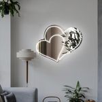 Heart Mirror Neon Sign,USB Powered Heart Mirror Sign,Cute Heart Neon Mirror Sign,Personalized Birthday Gift, for Girls-15 Cold White