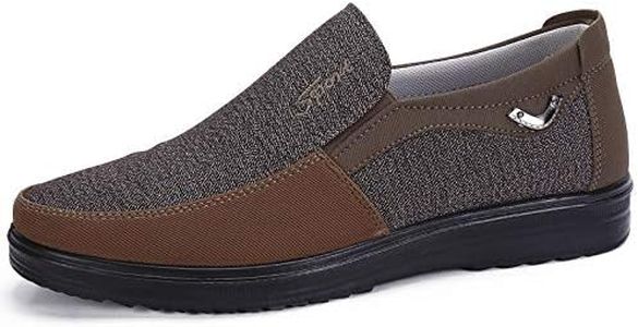 COSIDRAM Mens Loafer Casual Shoes Canvas Lightweight Driving Travel Walking Shoes for Male Slip on Brown 9.5