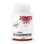 Plantvital D-Mannose Capsules, 1000mg Cranberry Pills for Womens' UTI Treatment - D-Mannose for Bladder Support - Cranberry Supplement - 2 Months Supply -120 Capsules