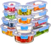 24-Piece Superior Glass Food Storage Containers Set - Airtight BPA-Free Locking Lids - 100% Leakproof Borosilicate Glass Meal Prep Food Containers With Lids - Freezer to Oven Safe Takeaway Lunch Boxes