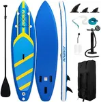 FunWater SUP Inflatable Stand Up Paddle Board 10'x31''x6'' Ultra-Light Inflatable Paddleboard with ISUP Accessories,Fins,Adjustable Paddle, Pump,Leash,Backpack