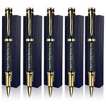 Personalized Black Executive Business Pens - Medium Point with 10 Extras Replaceable Metal Refills Custom with Your Name or Message, Perfect for Students/Teacher/Manager/Lawyer/Professor 5PCS/Pack
