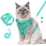 VavoPaw Cat Harness and Leash Set for Walking, Adjustable Kitten Vest Harness with Reflective Strip Breathable Mesh, Escape Proof Soft Pet Safety Vest for Cats, Kittens, Puppies, M, Lake Blue