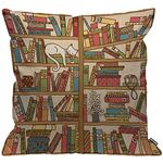 HGOD DESIGNS Cushion Cover Nerd Book Lover Cat Sleeping Over Bookshelf in Library Boho,Throw Pillow Case Home Decorative for Men/Women Living Room Bedroom Sofa Chair 18X18 Inch Pillowcase 45X45cm