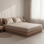 SleepyCat 300TC Sateen Fitted Sheets with 2 Pillowcase | 100% Cotton Bedsheet | Buttery Soft Feel | 360° Elastic Grip | Side Pockets for Phone, Keys & Books | Pebble, King Size, 78x72 Inch