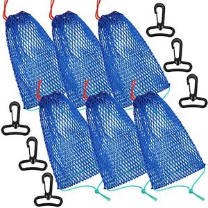 Honoson 6 Pcs Crab Trap Bait Bags with Locker Portable Fish Outdoor Sports Style Snare Mesh Traps Shrimp Net Fishing Accessories Folding Crabbing Equipment for Crawfish Minnow Lobster