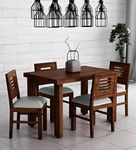 SHIKHA WOOD CRAFT Sheesham Wood 4 Seater Dining Table with Cushioned Chairs for Living Room Wooden Dining Room Furniture (Dark Brown Finish)